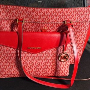 Michael Kors Maisie 3 In 1 Tote In Chili Multi Brand New!!!